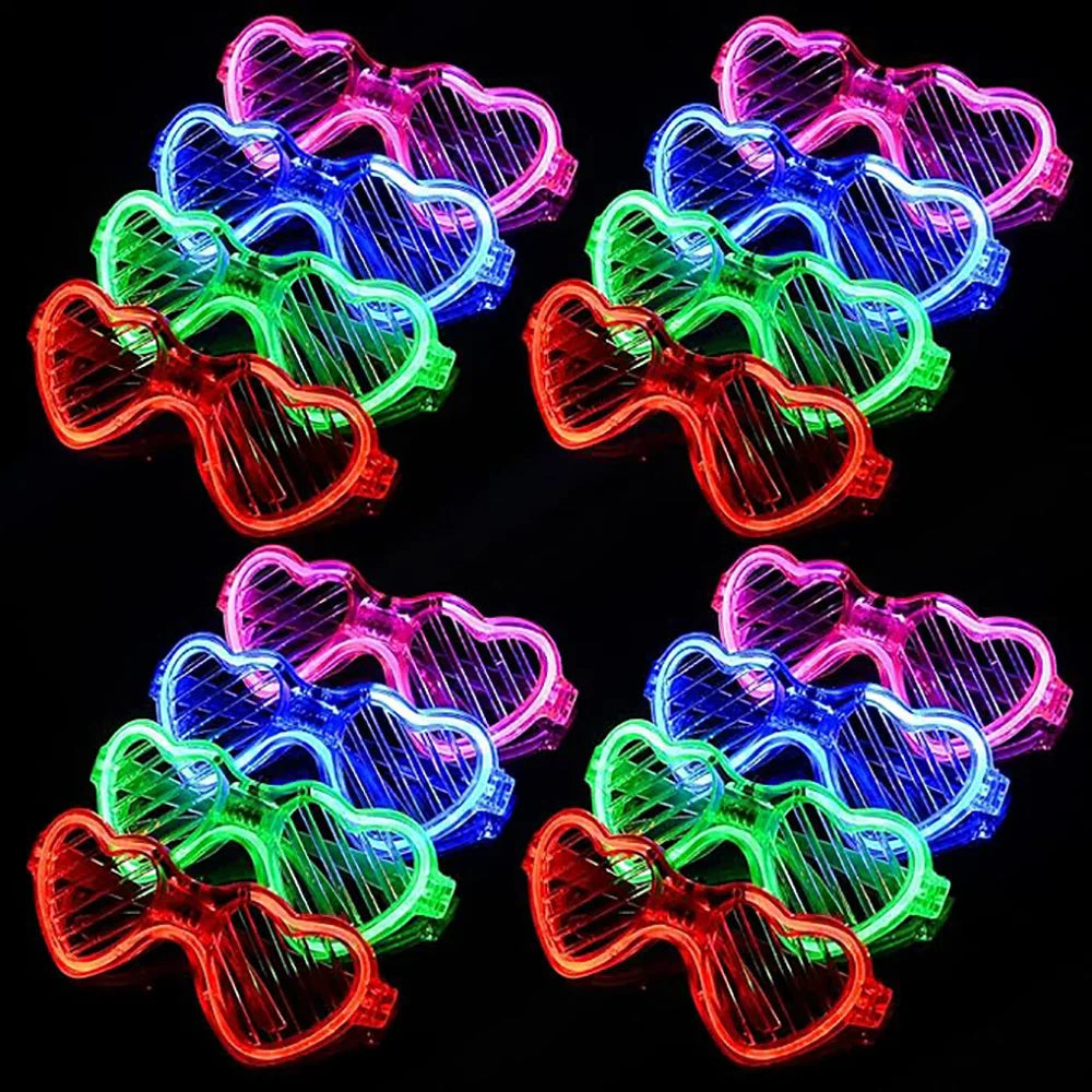 5/10/20/30/50 Bulk Light Up Glasses Heart Shaped LED Glasses Glow In The Dark Party Supplies for Birthday Wedding Party Favors