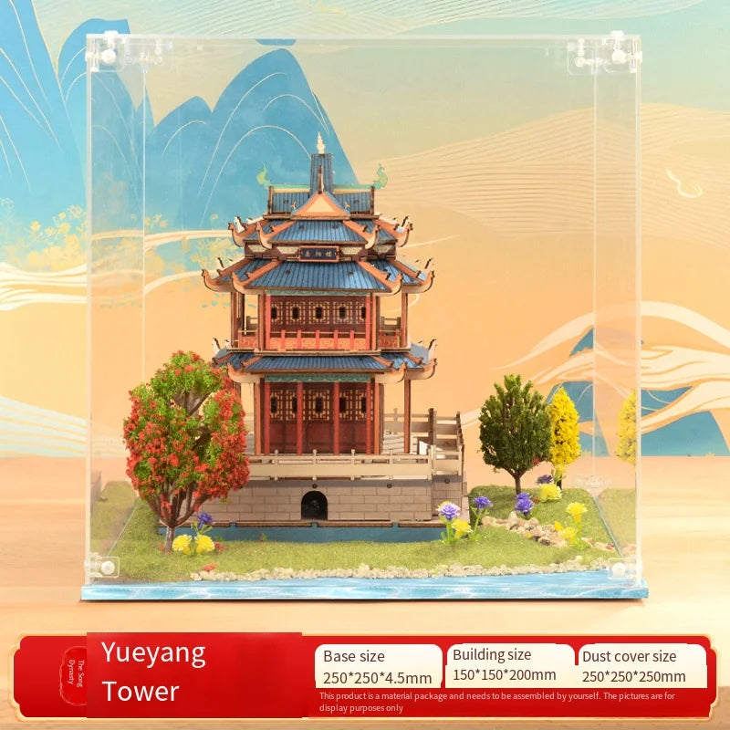 3D Wooden Chinese Yueyang Pavilion Model Kit Tang to Modern Dynasty Style DIY Architectural Display for Miniature Diorama Craft