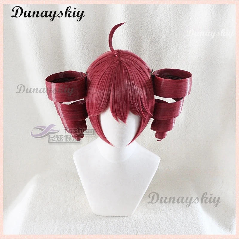 Anime Kasane Teto Wig Cosplay Wig Cute Red Ponytail High Heat Resistant Hair Teto Wig Free Wig Cap Women Long Curly Hair