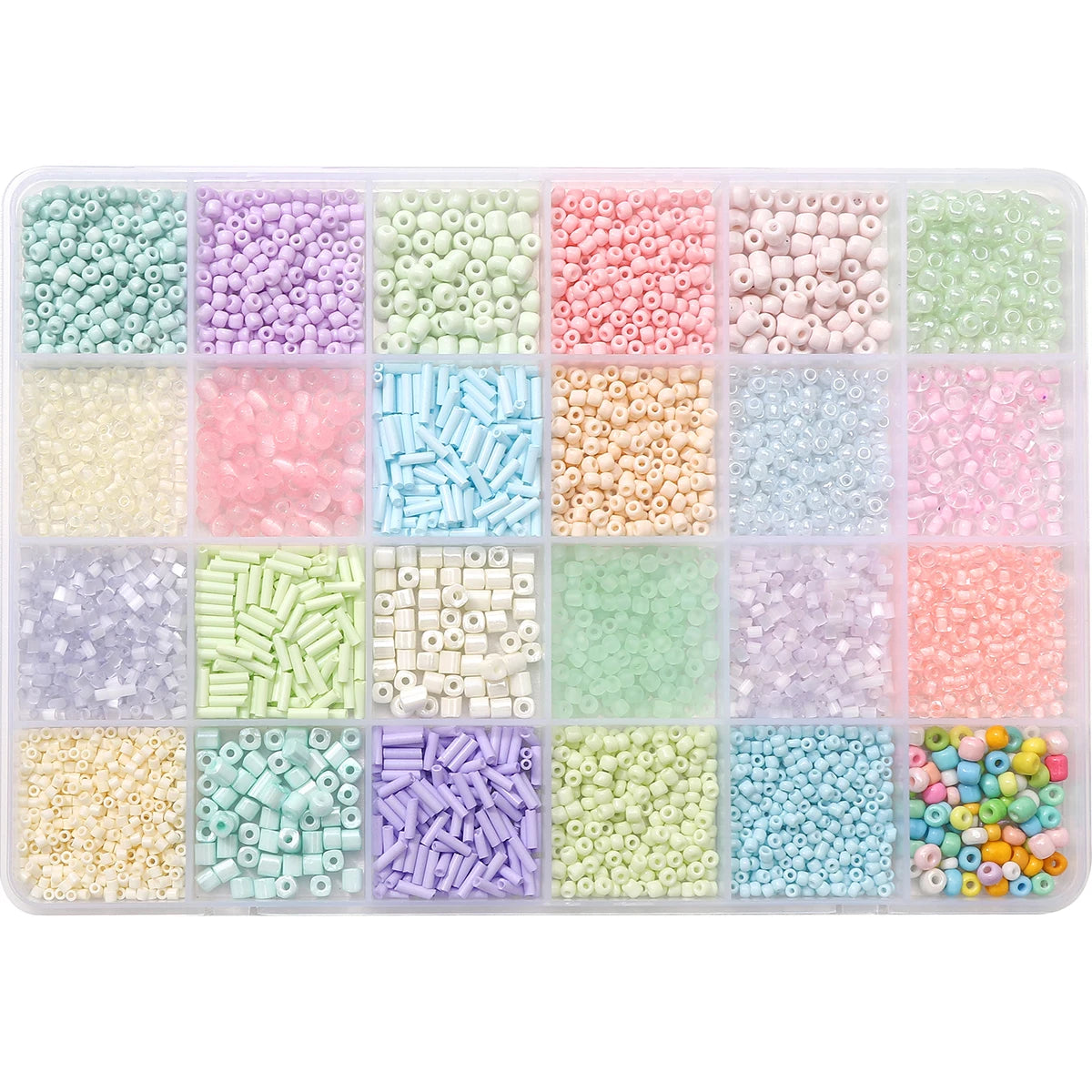 4300pcs 24-Grid Multi-Size Glass Seed Rice Beads Set for DIY Bracelet Necklace Earrings Jewelry Making Beading Supplies