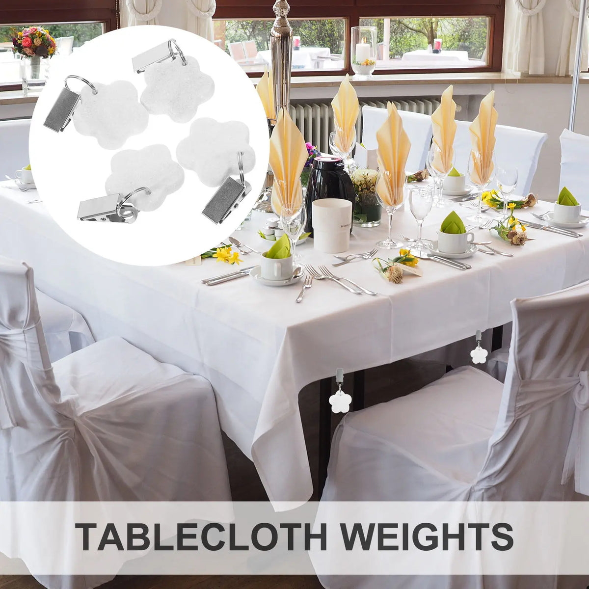 4Pcs Table Cloth Weights Flower Design Smooth Surface No Scratch Tablecloth Clips for Outdoor Tables Camping Folding Tables