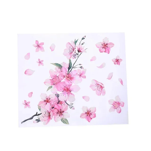Pink Cherry Blossom Floral Car Stickers Love Auto Vinyl Decal Bumper Window for Women Car Tuning Styling Accessories
