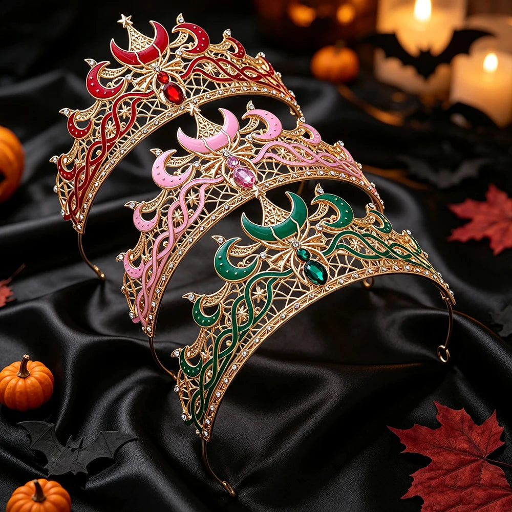 Punk Style Creative Moon Spider Crown