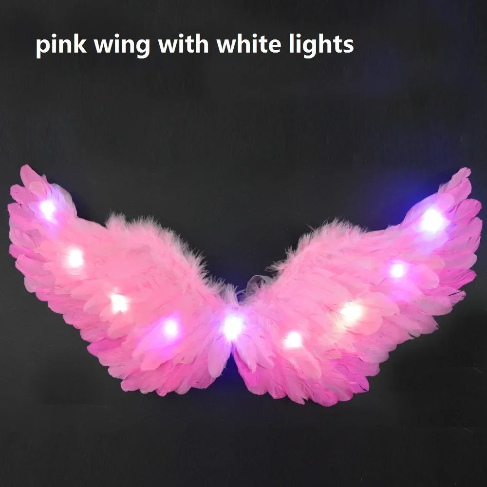 Princess Women Kids Glow Light Angel Feather Wing Fairy Girls Props Party Costume Wedding Decoration Christmas  Halloween