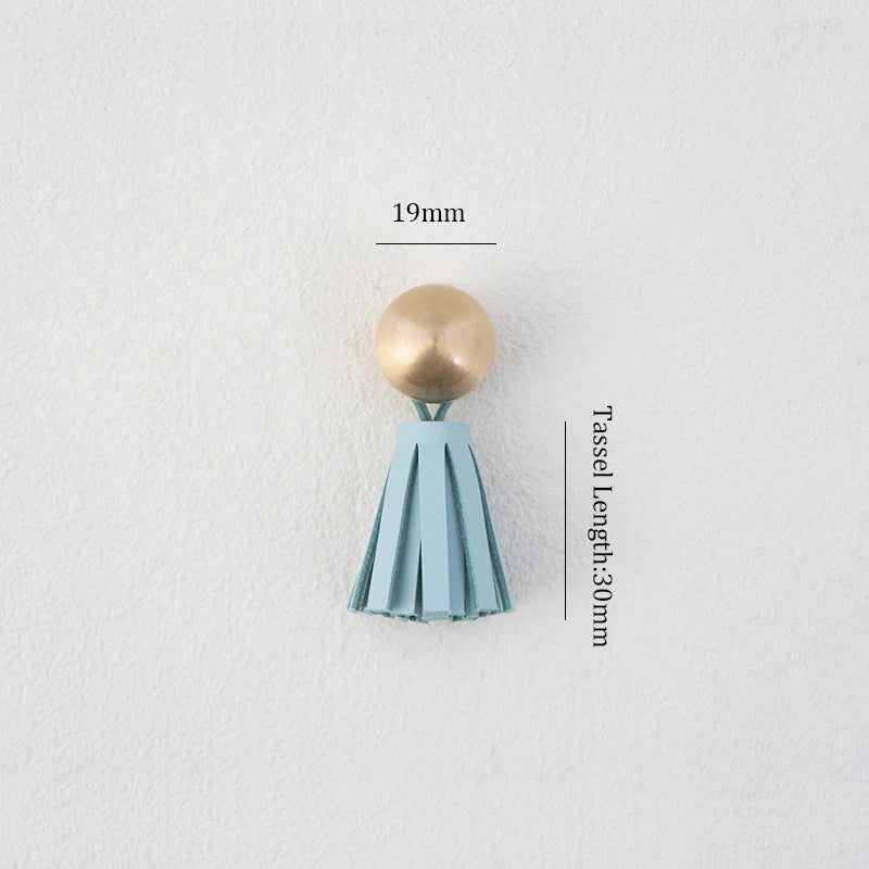 Cute Leather Tassel Knob for Kids Room Pink Cabinet Knobs Wardrobe Dresser Drawer Knobs Kitchen Cupboard  Single Hole