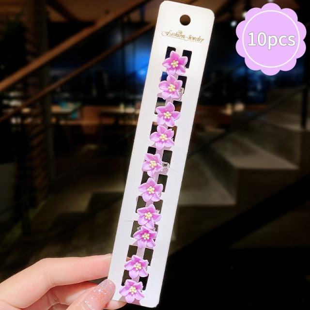 10pcs Small Flower Buckle Hair Clips Hairpins Claws