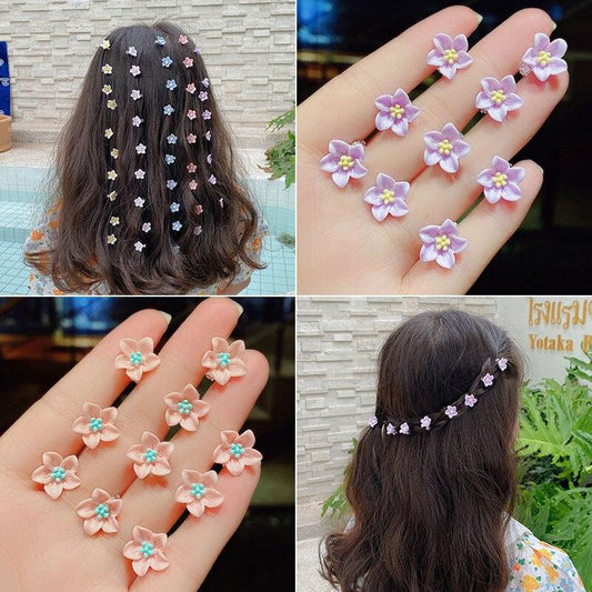 10pcs Small Flower Buckle Hair Clips Hairpins Claws