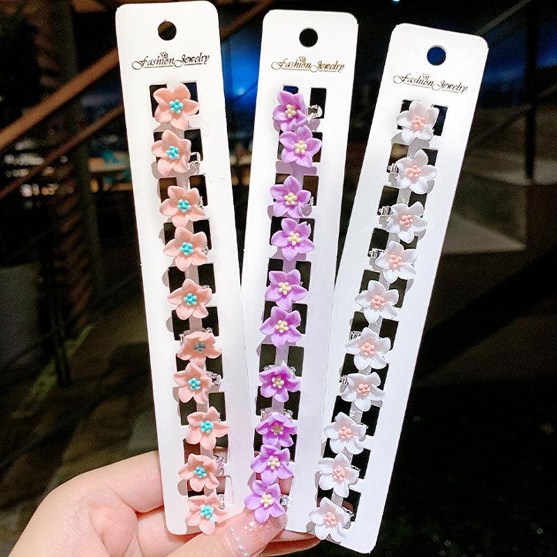 10pcs Small Flower Buckle Hair Clips Hairpins Claws