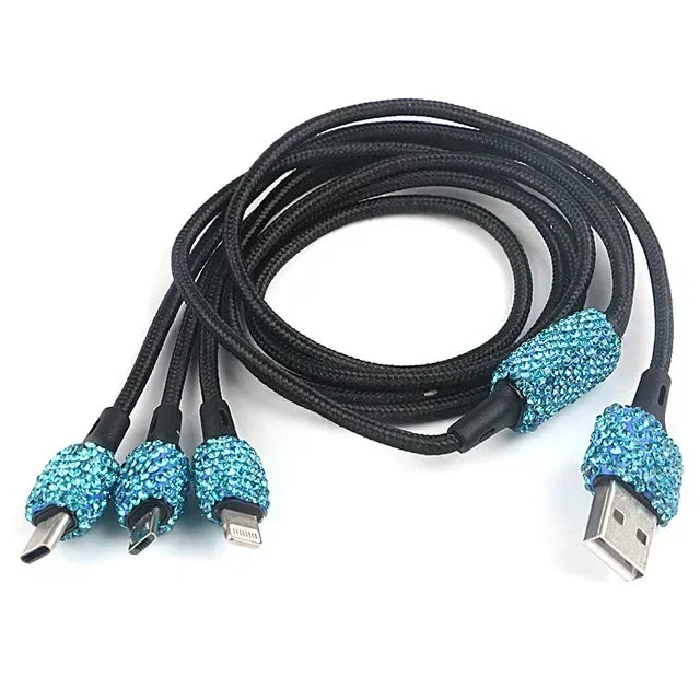 Rhinestone Car Charger 5V 2.1A Dual USB Port Fast Adapter Pink Car Decor Car Styling Diamond Car Accessories Interior for Woman
