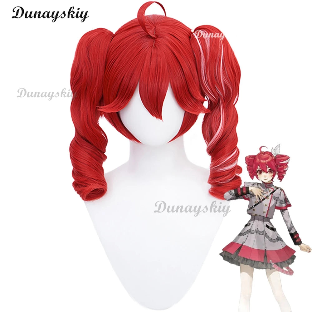 Anime Kasane Teto Wig Cosplay Wig Cute Red Ponytail High Heat Resistant Hair Teto Wig Free Wig Cap Women Long Curly Hair