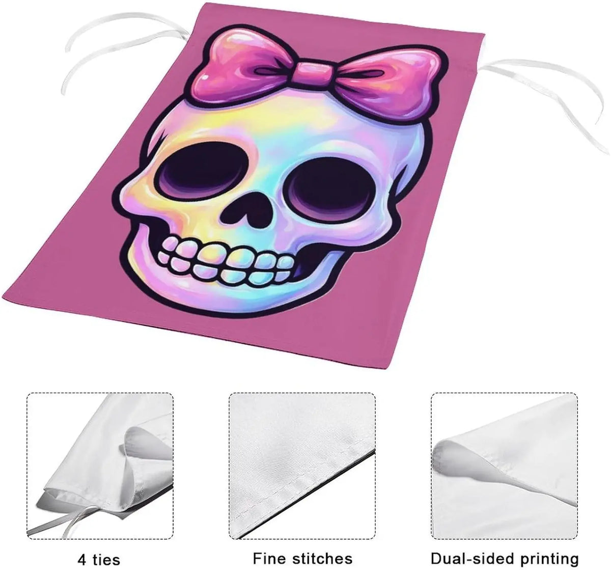 Pink Skull Bow Garden Flags Small Flag for Outside Polyester Double Sided Seasonal Welcome Yard Lawn Decor 12x18 Inch WWP zzo