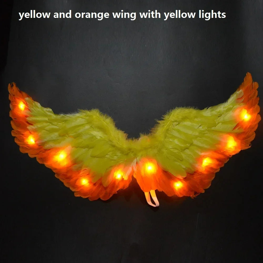 Princess Women Kids Glow Light Angel Feather Wing Fairy Girls Props Party Costume Wedding Decoration Christmas  Halloween