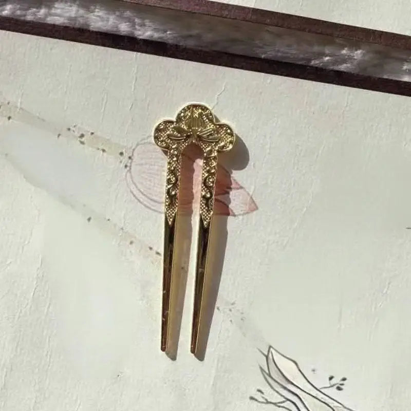  Ancient Chinese Style Golden Peony Hair Fork Inlaid Gemstone Retro Wedding Hair Pin Elegant Hanfu Cosplay Hair Ornament for Wom