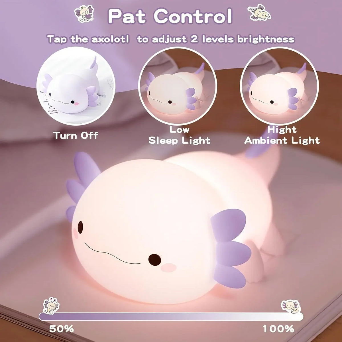Cute Purple Axolotl Nightlight