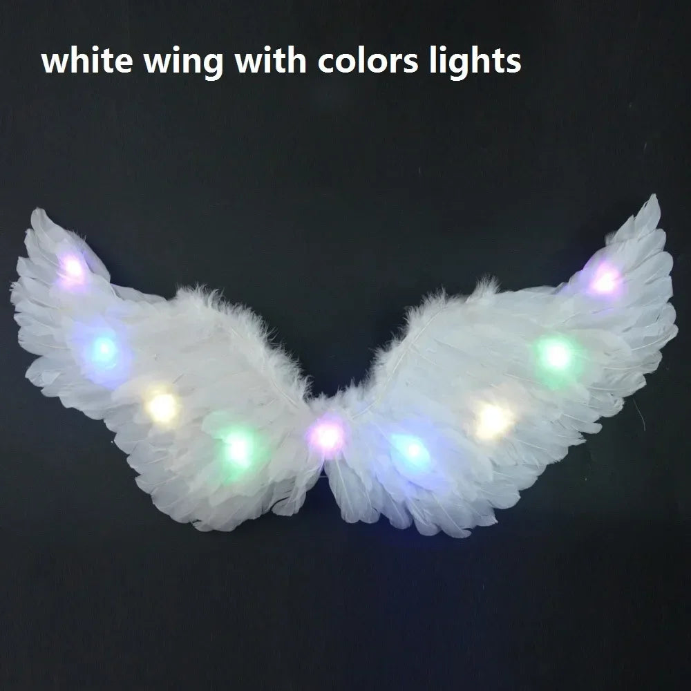 Princess Women Kids Glow Light Angel Feather Wing Fairy Girls Props Party Costume Wedding Decoration Christmas  Halloween