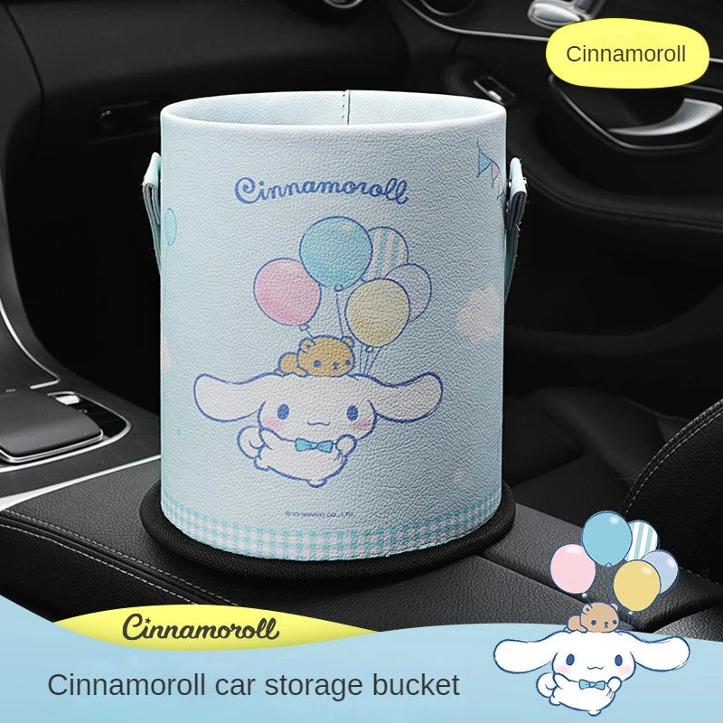 Sanrio Hello Kitty Cartoon Portable Trash Can Cinnamoroll Car Garbage Can Car Storage Box Cute Car Decoration Home Accessories