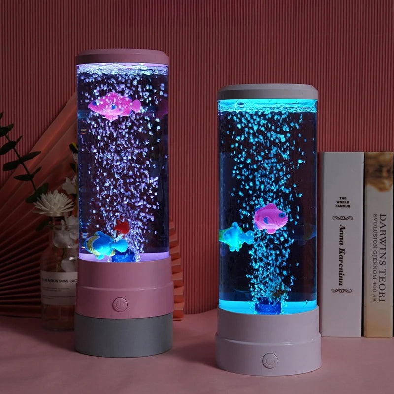 LED Multi-color Bubble Fish Aquarium with USB Plug-in