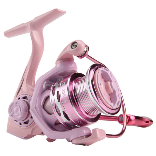 5.2:1 High Speed Gear Ratio Spinning Fishing Reel Full Metal Pink Carp Reel 8kg Max Drag DX2000S