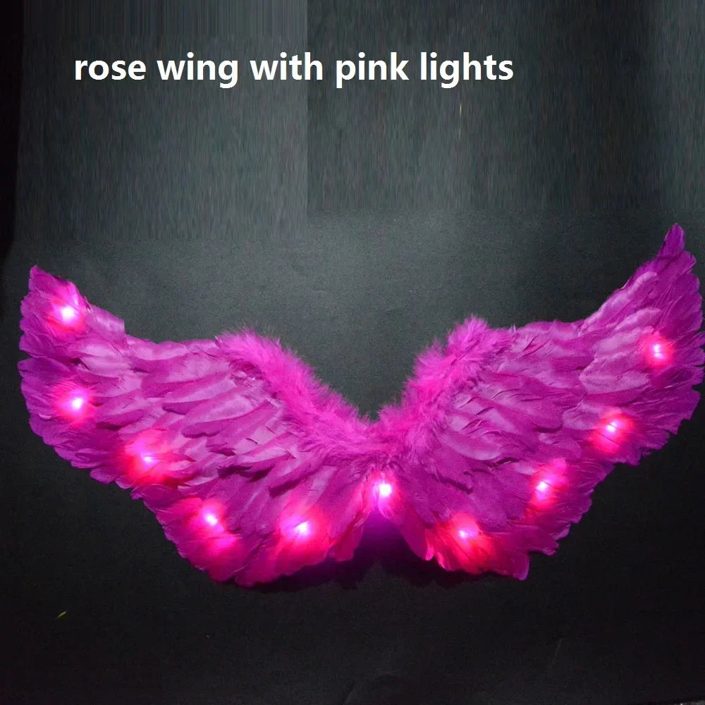 Princess Women Kids Glow Light Angel Feather Wing Fairy Girls Props Party Costume Wedding Decoration Christmas  Halloween