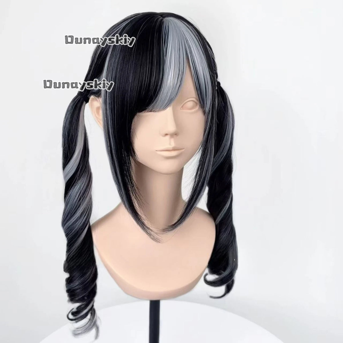 Cosplay Jirai Kei Pink To Black Gradient Synthetic Wig Double Ponytail