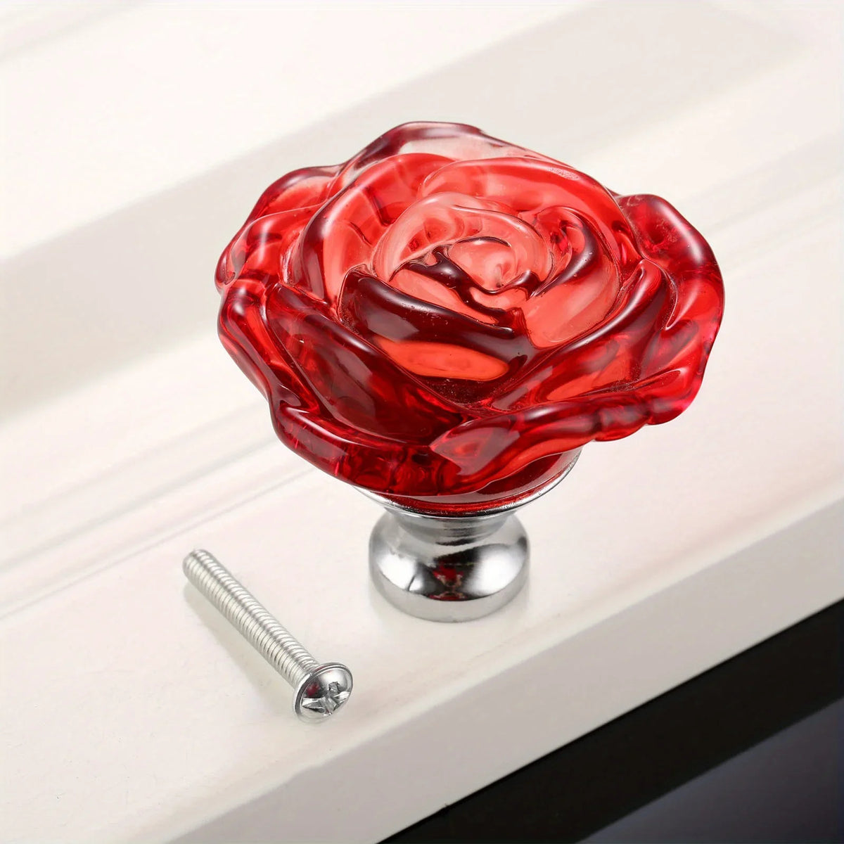 50mm Colorful Crystal Rose Glass Knob Single Hole Wardrobe Dresser Drawer Kitchen Wine Cabinet Pulls Furniture Accessories