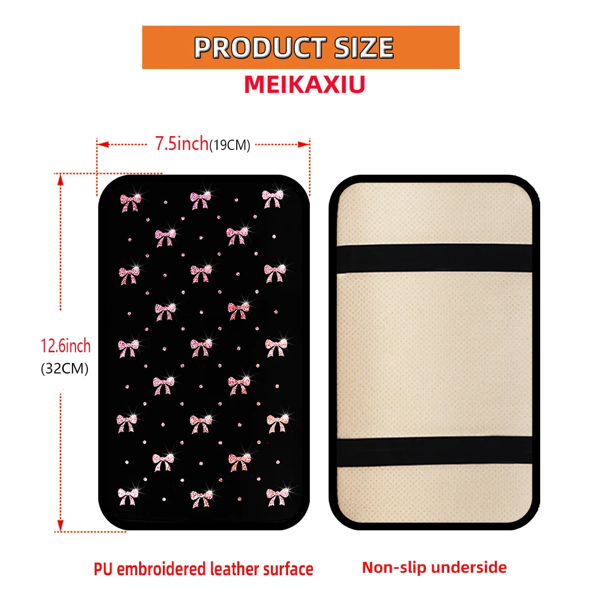 1 beautiful little bow glitter Blingbling Women's car armrest pad center control pad car interior supplies