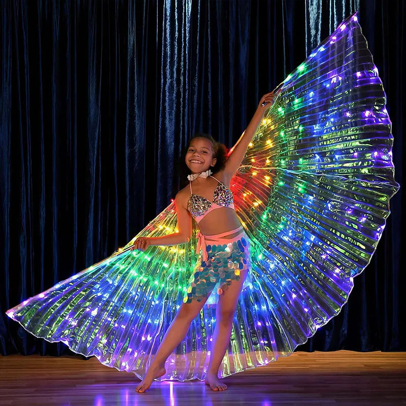 LED Isis Wing Light Up Fairy Wings For Kids Children Belly Dance Costumes Gifts Luminous Butterfly Wings Stage Performance Props