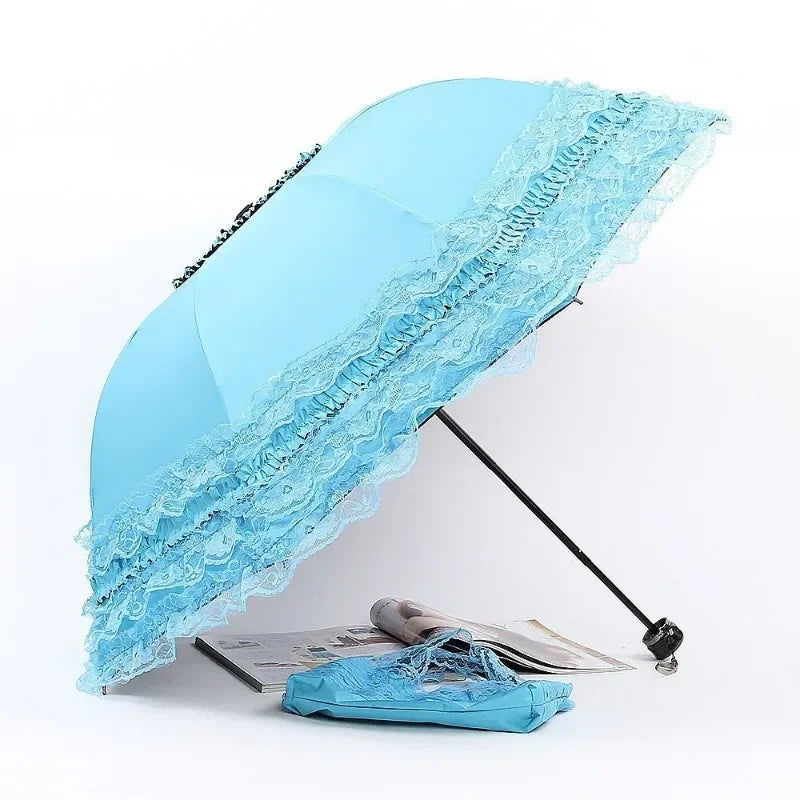 Vintage Lace Parasol Foldable Umbrella Rain Anti-UV Protection Sunblock