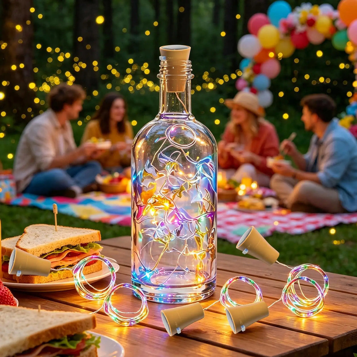 Solar Wine Bottle Lights LED Waterproof DIY Outdoor Decoration 6 Pieces Fairy Cork String Lights For Dining Table Garden Path