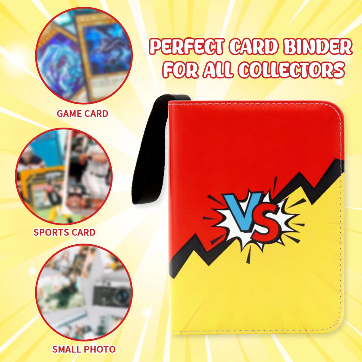 Donut 4 Pocket Card Binder Cartoon TCG Zipper Album Book Multi-Pocket Expandable Photo Collection File for Pokemon Card ID Badge