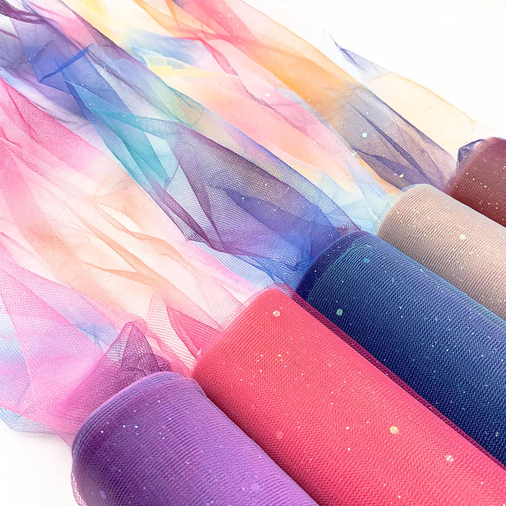10 Yards Rainbow Glitter Tulle Roll