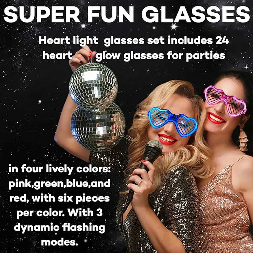 5/10/20/30/50 Bulk Light Up Glasses Heart Shaped LED Glasses Glow In The Dark Party Supplies for Birthday Wedding Party Favors