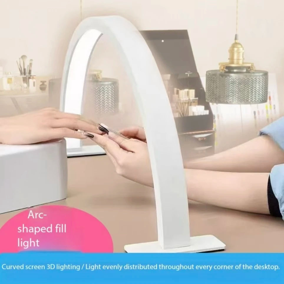 New Moon Nail Work Lamp - Beauty Work Desk Lamp, Three-color USB Power Supply-Black/White/Pink, Suitable for Nail Art, Eyelash
