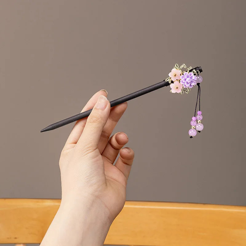 Antique Wooden Hairpin Women's Elegant Hair Stick New Chinese Style Simple Cheongsam Hairpin Headwear Jewelry Hair Accessories