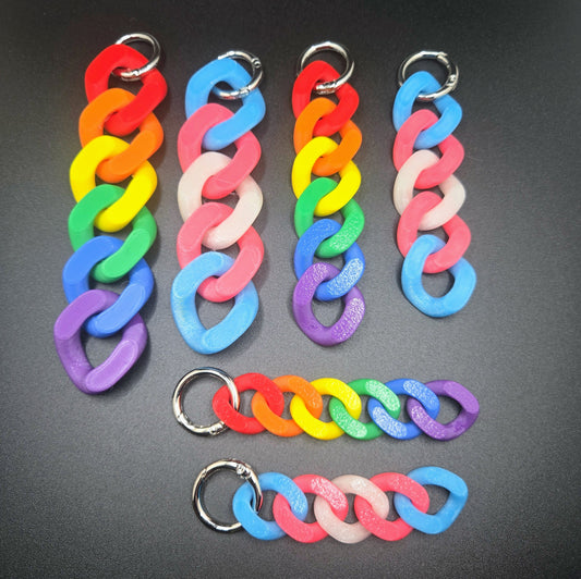 Pride Rainbow Chain Keychains – Colorful Chunky Link Fidget Charm
