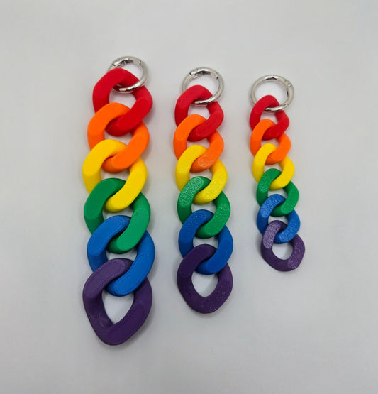 Pride Rainbow Chain Keychains – Colorful Chunky Link Fidget Charm