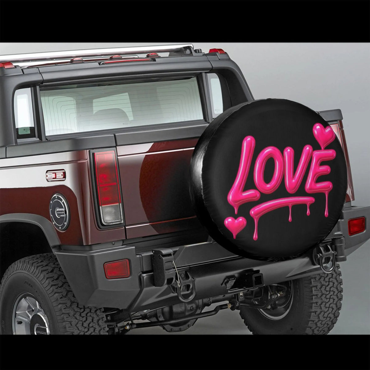 Pink Drip LOVE Graphic Tire Cover for SUV Truck Spare Wheel Protector