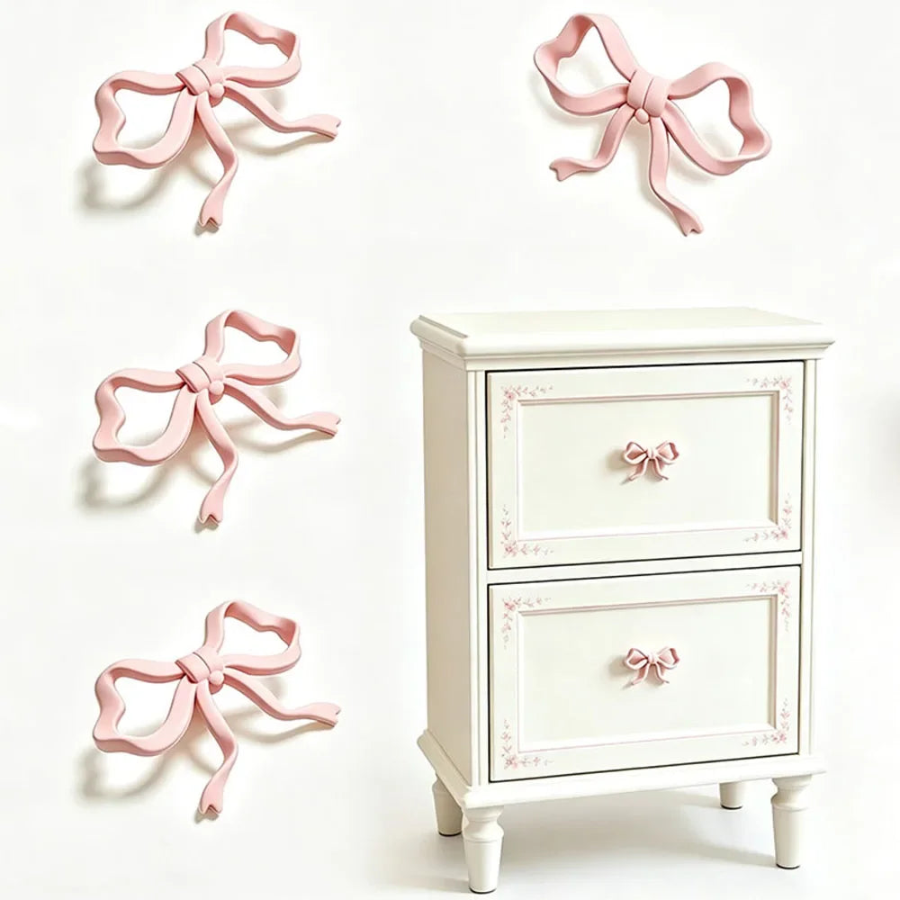 2/4Pcs Pink Bow Shape Drawer Knob Cabinet Handles Kitchen Cupboard Pulls Wardrobe Drawer Knobs Furniture Handle Hardware