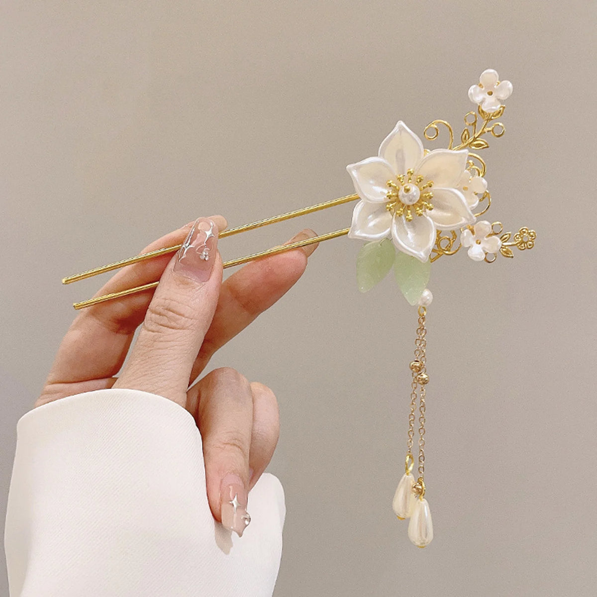 U Shaped Hair Sticks Forks White Pink Flower Designs Pearls Hair Clips New Chinese Style Hair Jewelry for Women and Girls