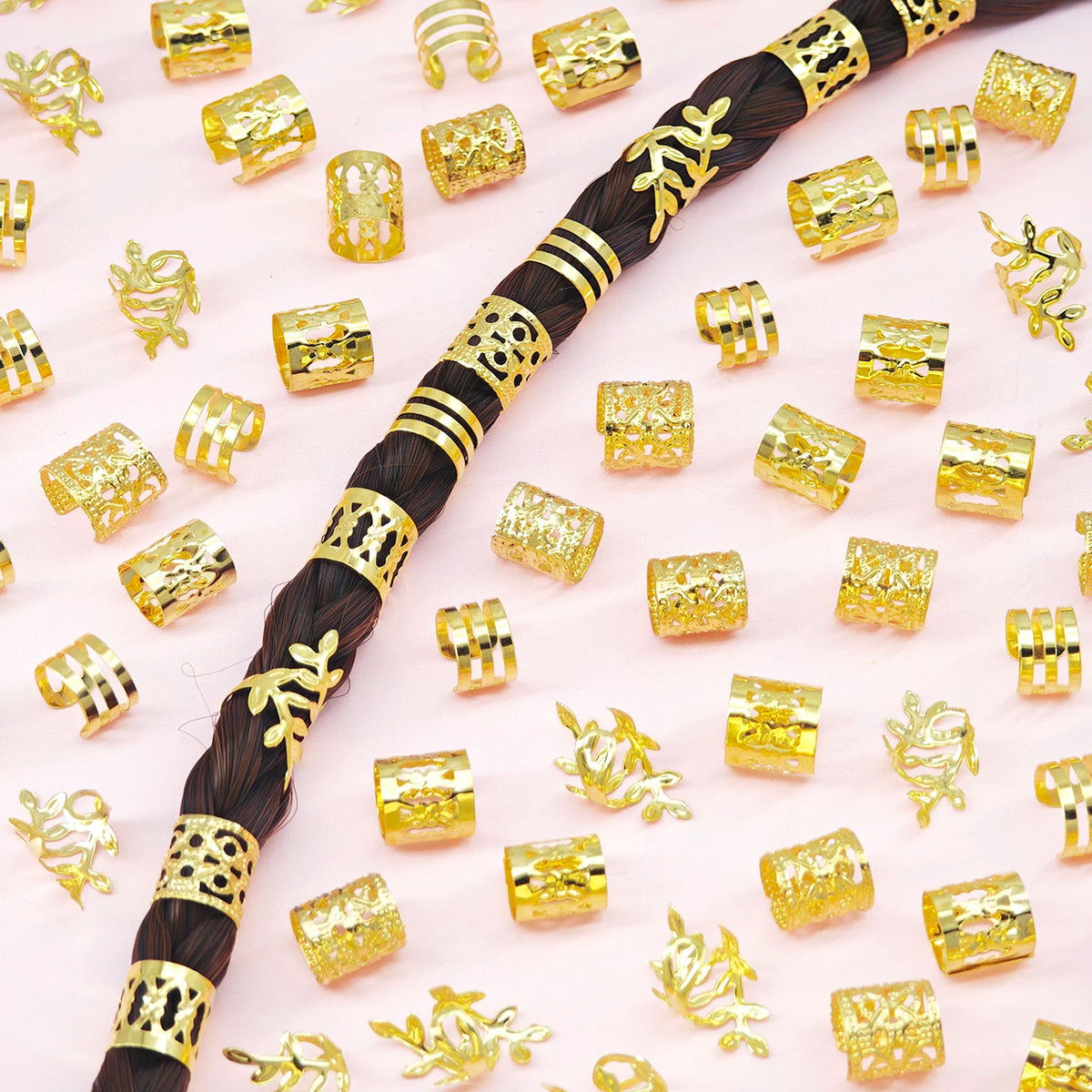 80Pcs Hair Cuffs Adjustable Hair Charms Metal Hair Jewelry Rings summer Hair Dreadlock Braid Accessories for Women and Girls