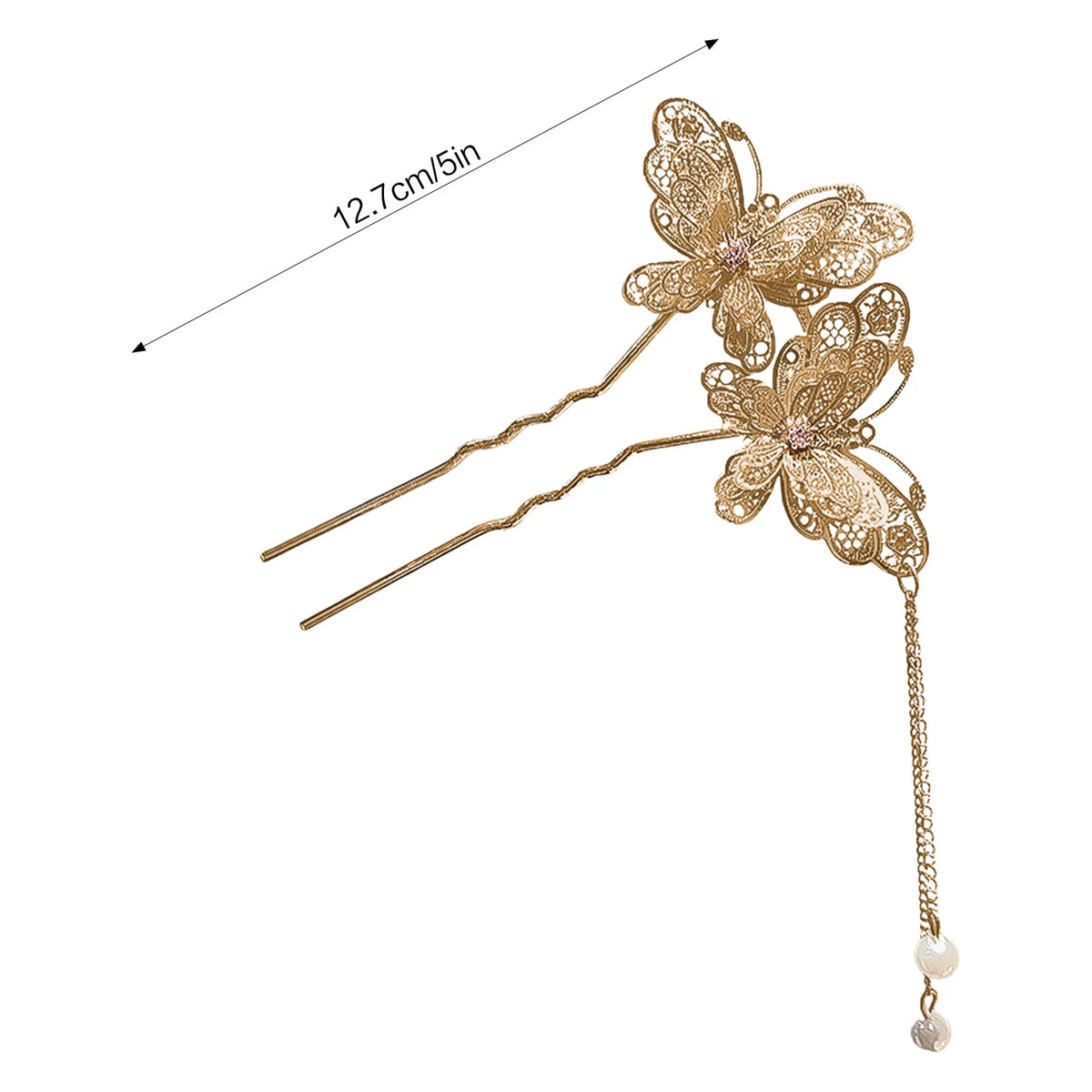 Neo Chinese Double Butterfly Tassel Hairpin Elegant Alloy Vintage Chinese Style For Wedding Party Daily Retro Outfit Women