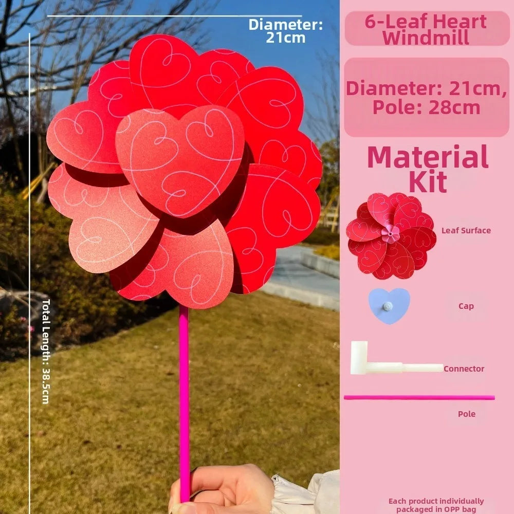 1pc/2pcs Multistyles Rotating Wind Spinner Windmill Cherry Blossom Colorful Standing Lawn Flower Pinwheel Double Layered PVC