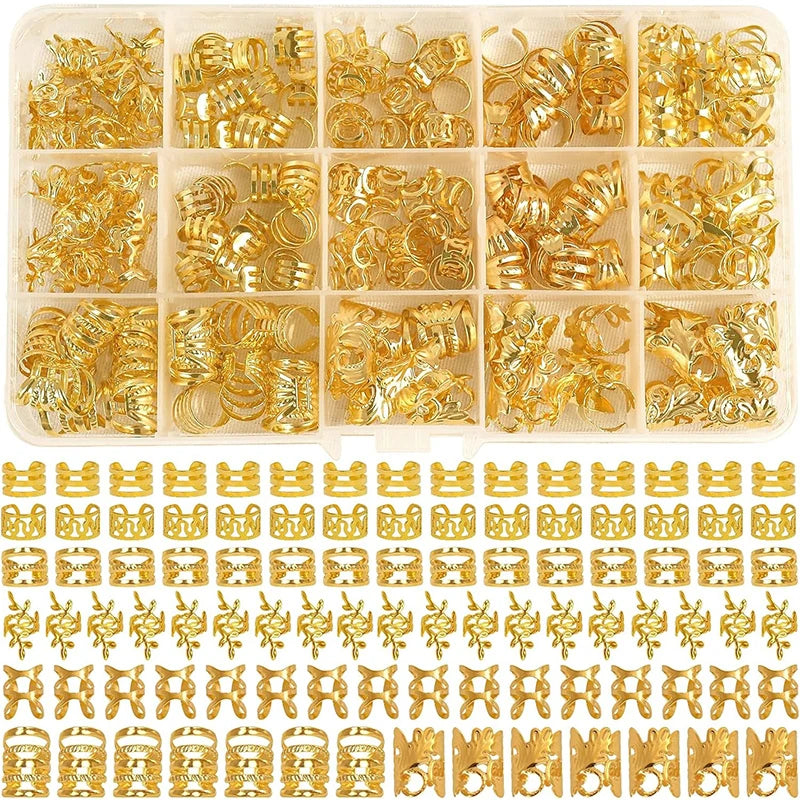 210pcs Gold Silver Color Dreadlock Hair Beads Girls Women DIY Braids Hair Accessories Hair Jewelry Dreadlock Hair Beads