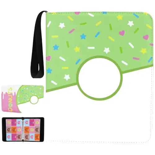 Donut 4 Pocket Card Binder Cartoon TCG Zipper Album Book Multi-Pocket Expandable Photo Collection File for Pokemon Card ID Badge