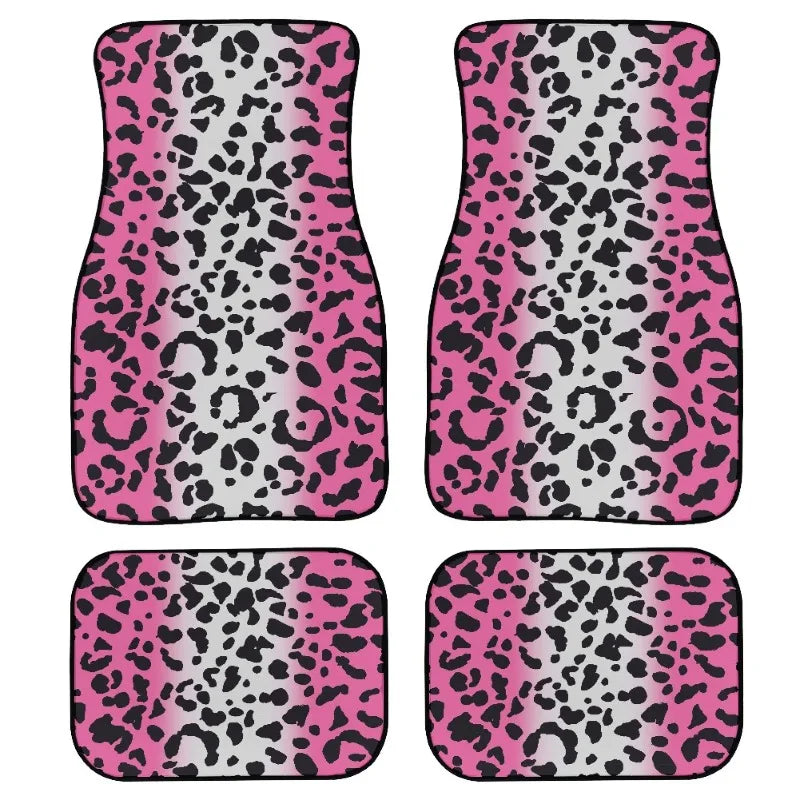 Car Printed Floor Mats Interior Dirt-Resistant and Durable Pink 4-piece Set Mats Easy-to-Clean Footrest Car Carpet Mats