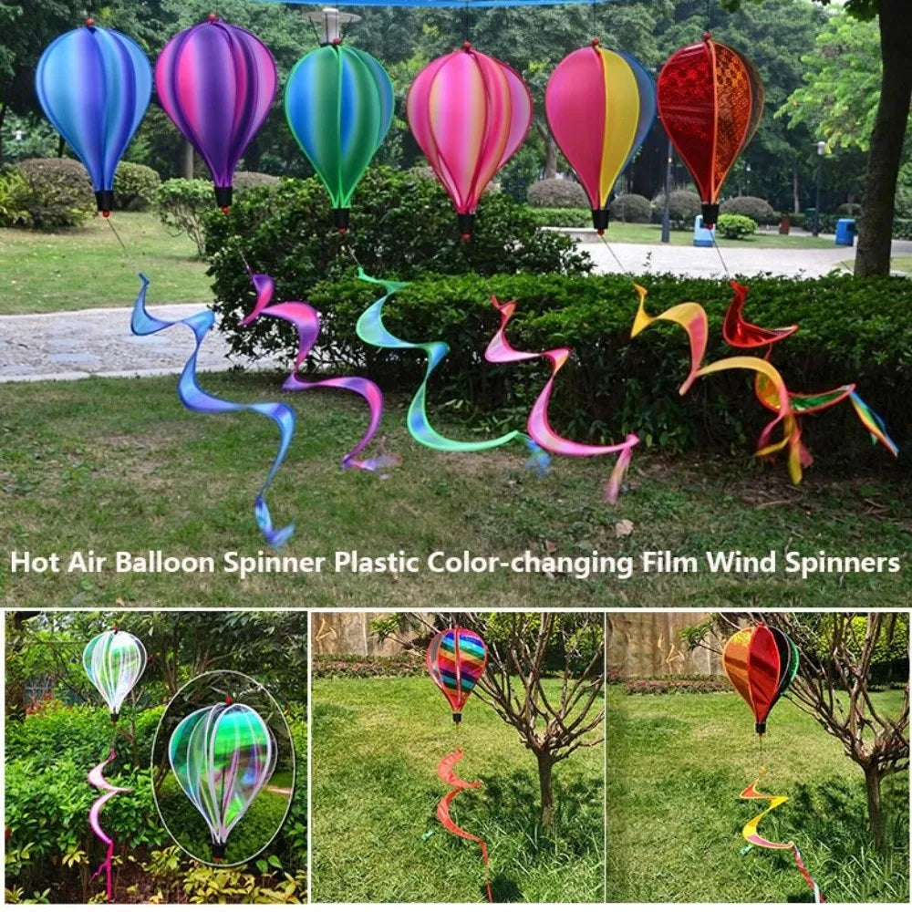 Plastic Hot Air Balloon Spinner Rainbow Color Multistyles Color-changing Film Wind Spinners 40cm Balloon Rotating Windmill