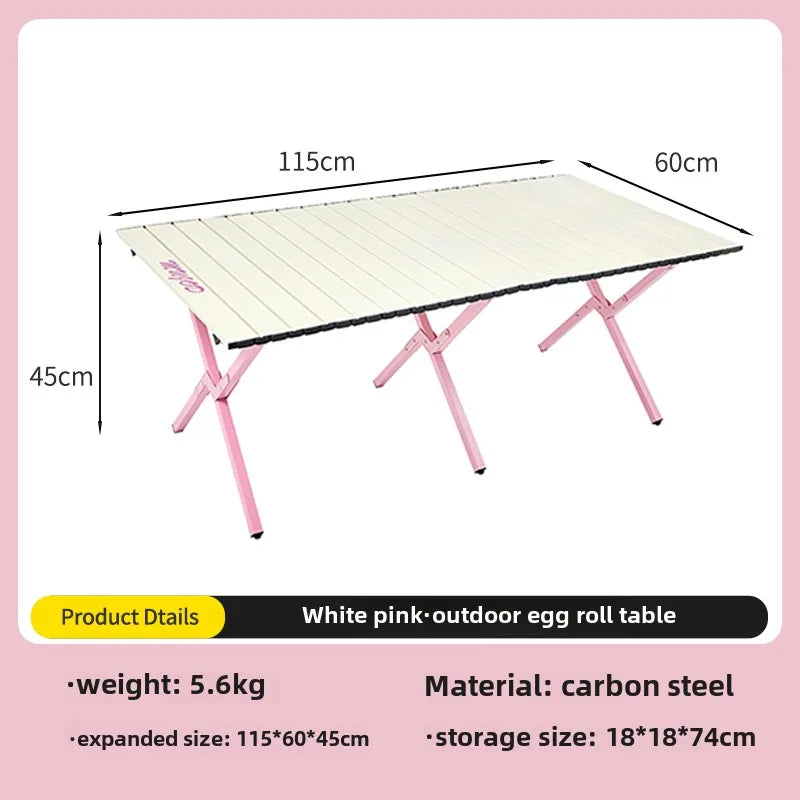 Outdoor camping pink tables and chairs Kermit folding ultra-light supplies equipment leisure