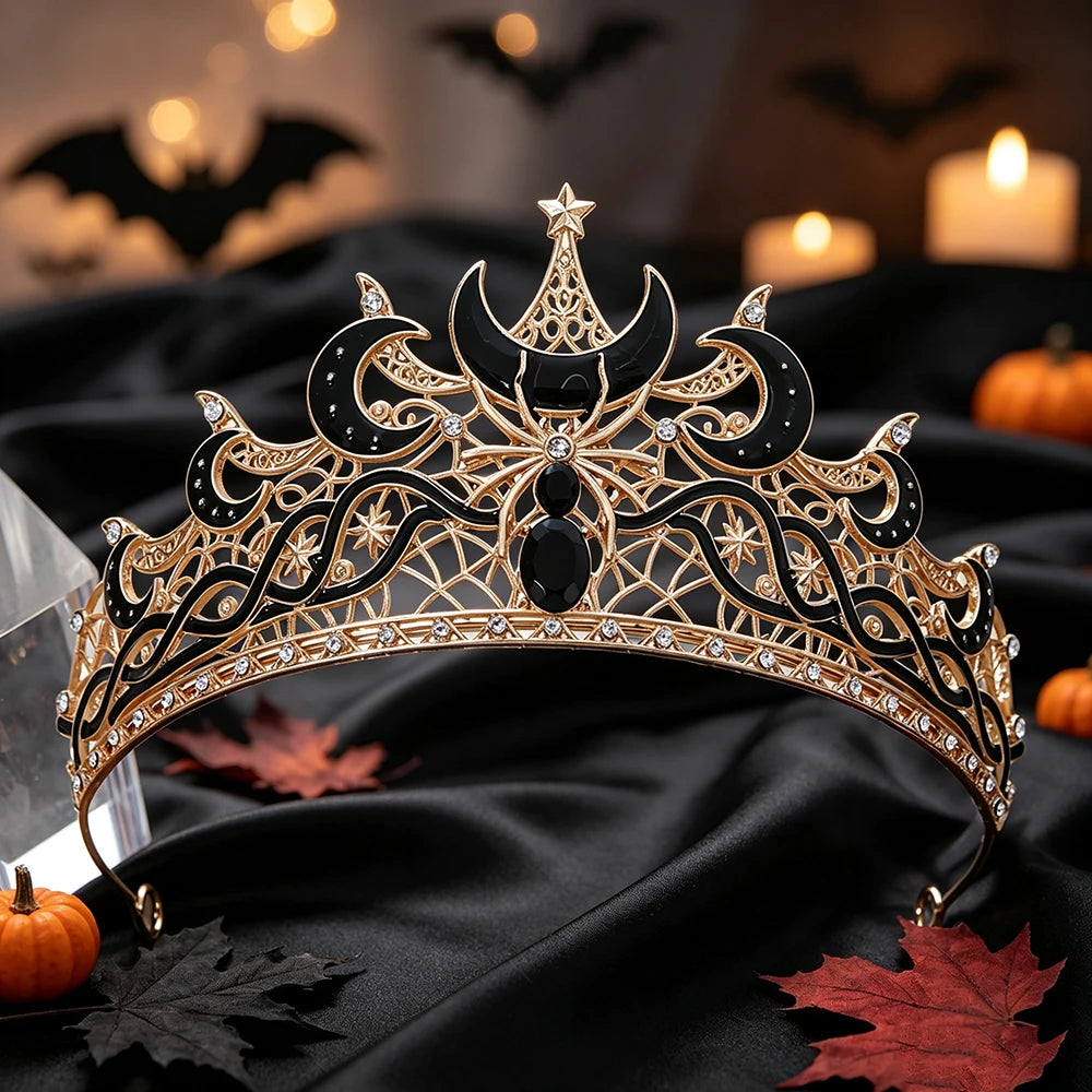 Punk Style Creative Moon Spider Crown