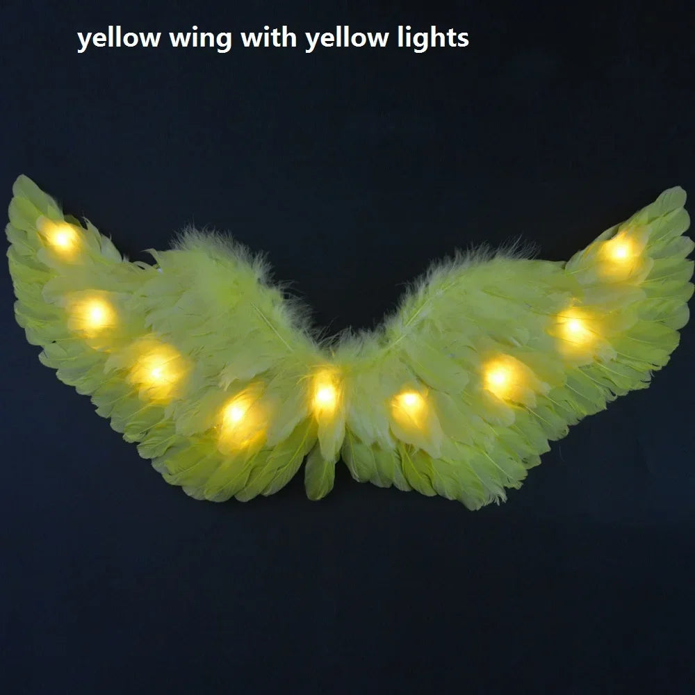 Princess Women Kids Glow Light Angel Feather Wing Fairy Girls Props Party Costume Wedding Decoration Christmas  Halloween