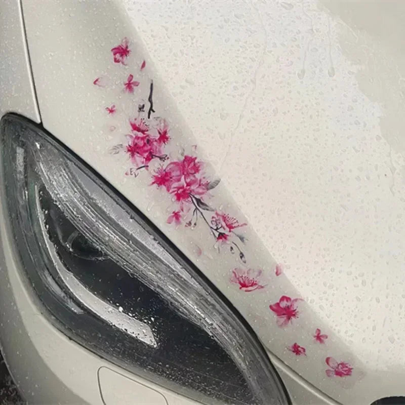 Pink Cherry Blossom Floral Car Stickers Love Auto Vinyl Decal Bumper Window for Women Car Tuning Styling Accessories